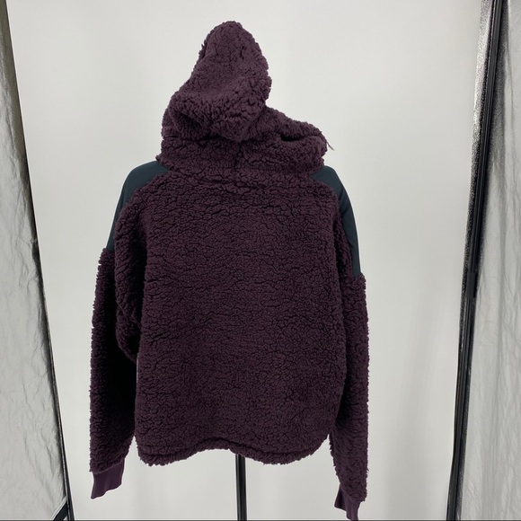 Z By Zella Sheila Fleece Hooded Pullover plum black. Sherpa.  Super soft. - Picture 9 of 14